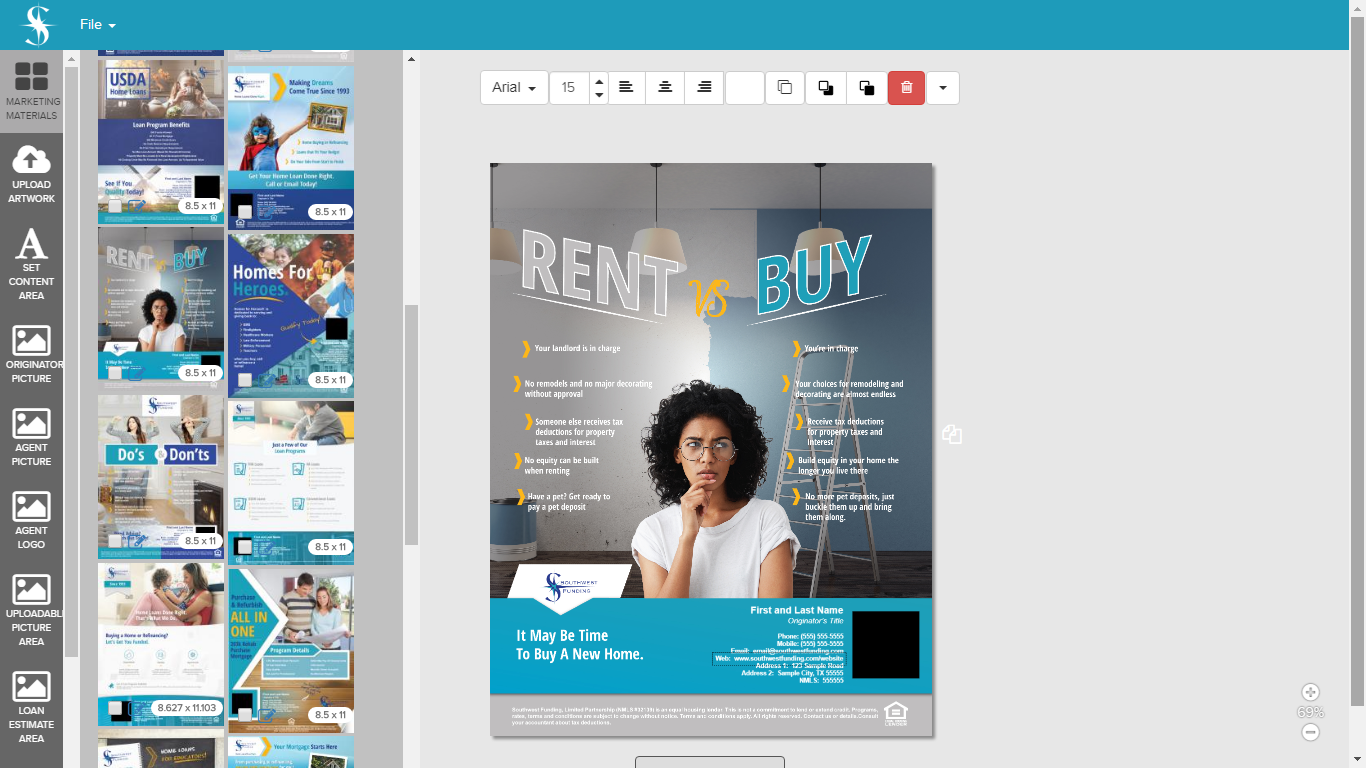 DIY Flyer Poster Designer Tool for Real Estate with data personalization