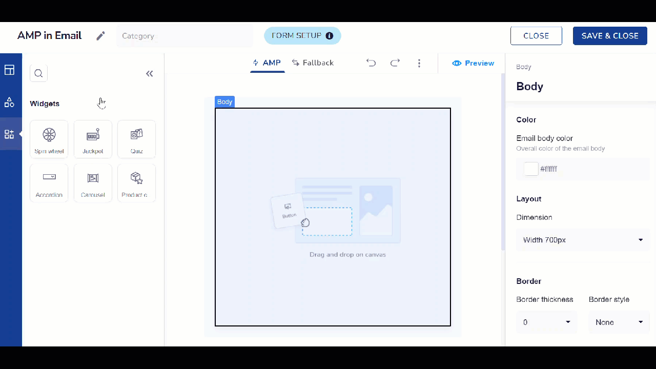 AMP Email Editor Web App – Interactive email campaigns with AMP widgets